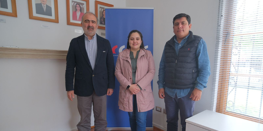 Ricardo Salman, presidente de la CChC Ñuble, y Sebastián Godoy, vicepresidente de la sede, se reunieron con la diputada Sara Concha del Partido Social Cristiano