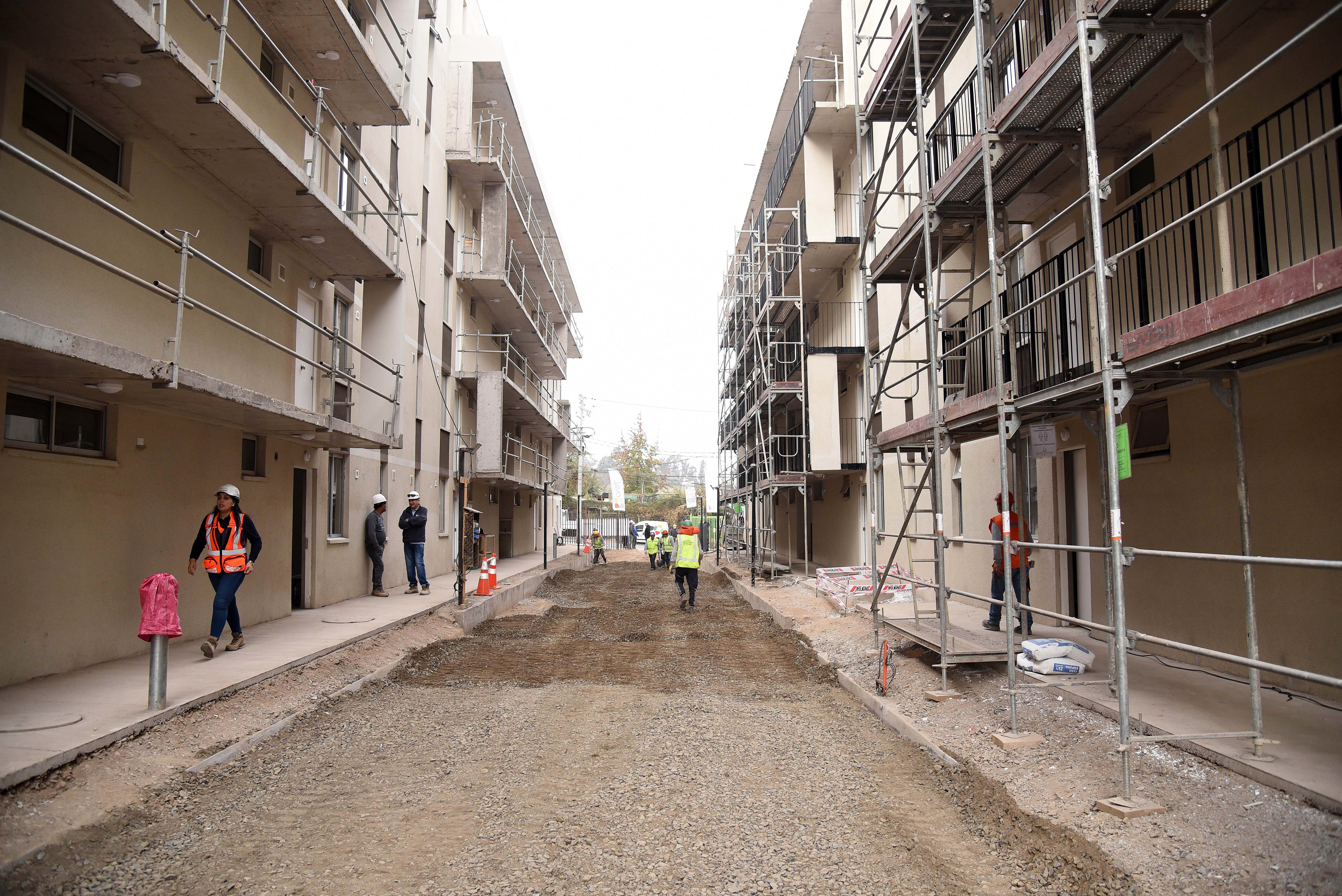 Trabajadores de la construcción en obra